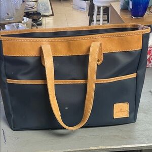 Jon Hart Navy and Tan BEBITA Tote Bag
